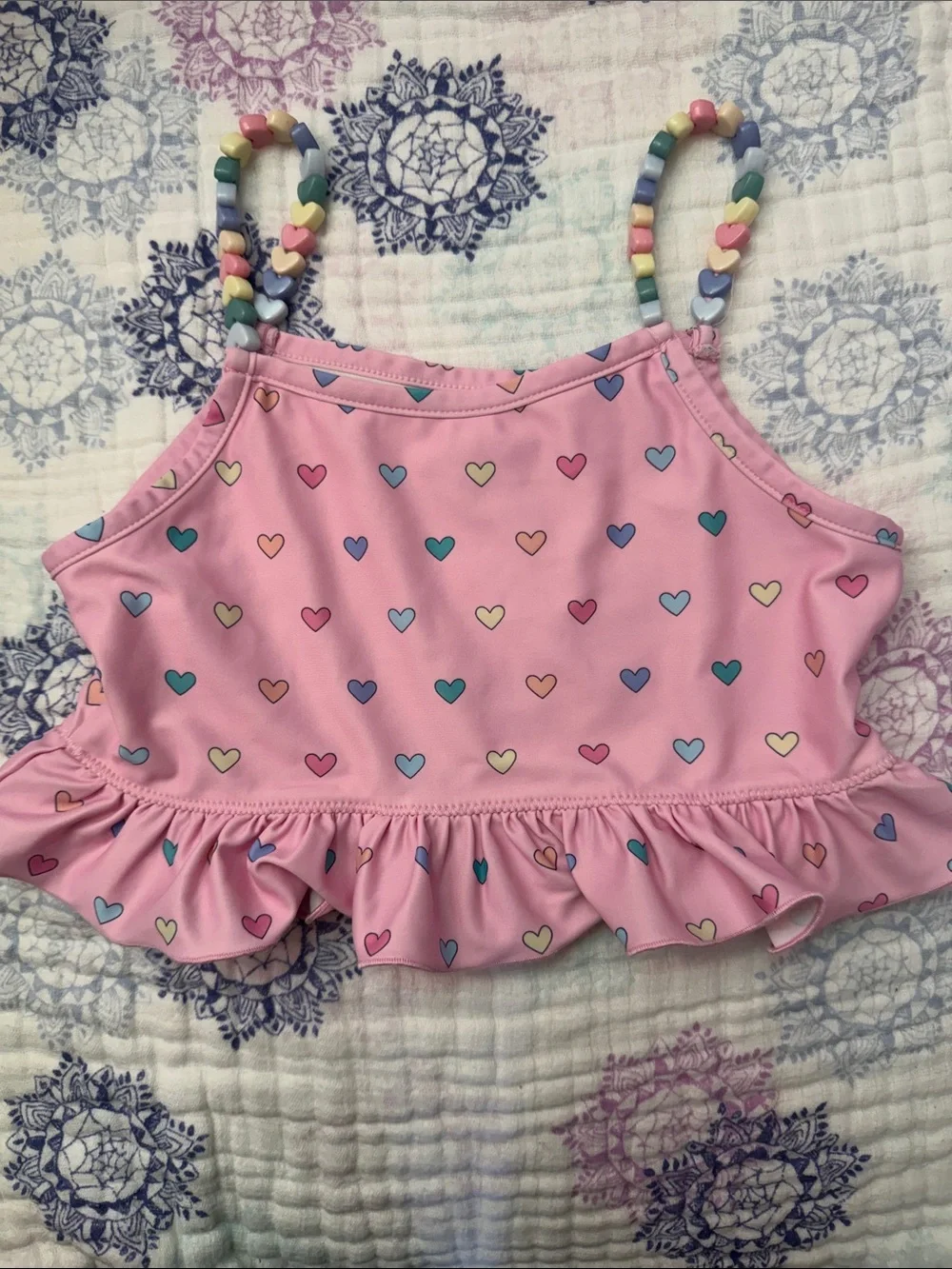 Love and Grow Adorable Pink Heart Ruffle Girls Two-Piece Bikini